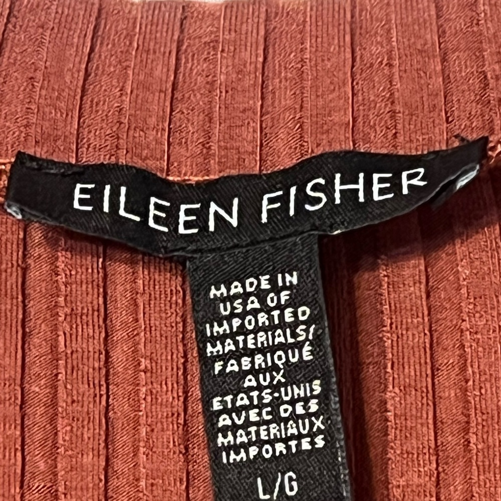 Eileen Fisher Women’s Size Large Cap Sleeve Rib Dress Rust Orange Color - Picture 7 of 8